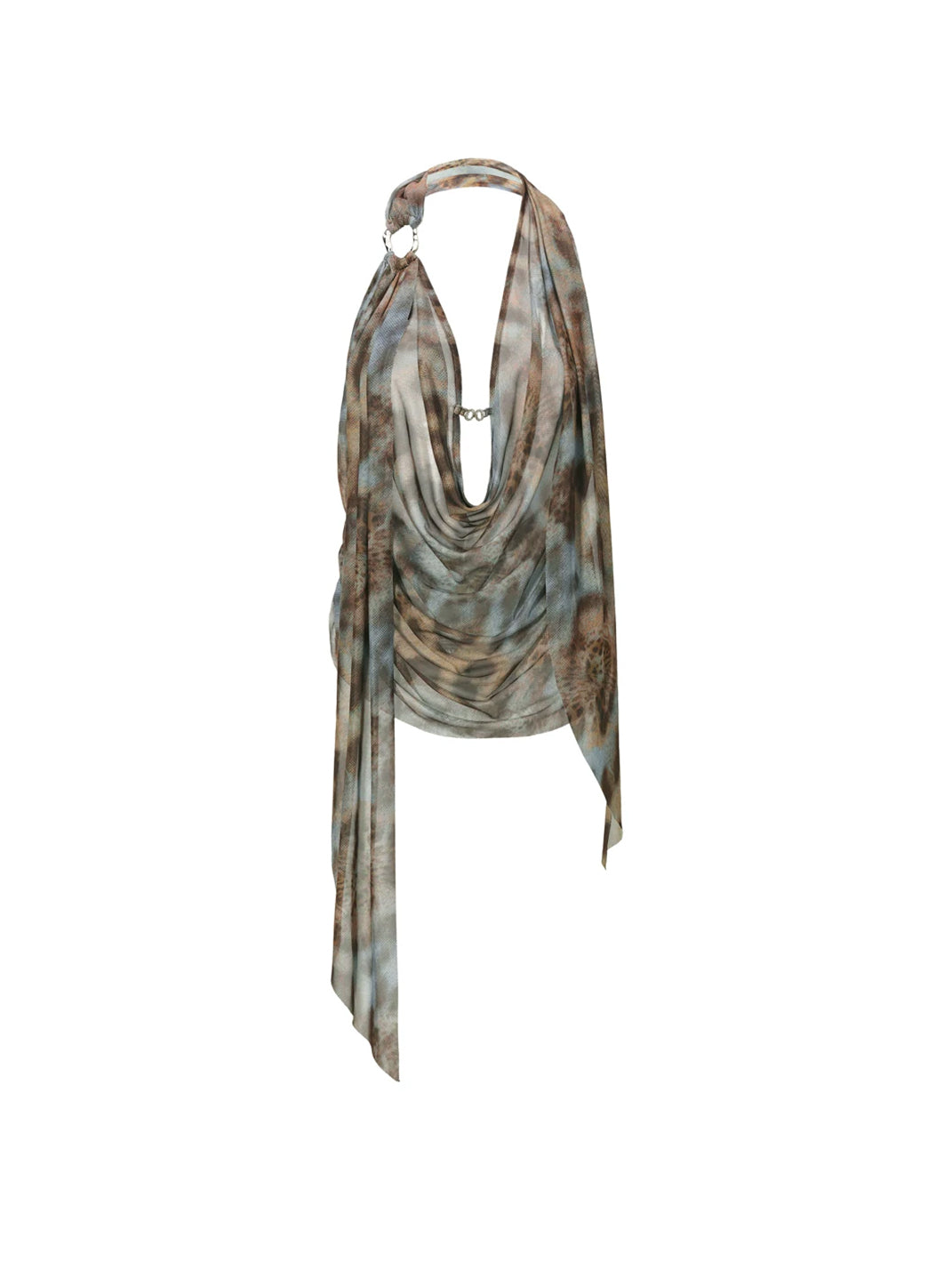 JYOSEI Leopard Print Draped Halter Top - Leopard
