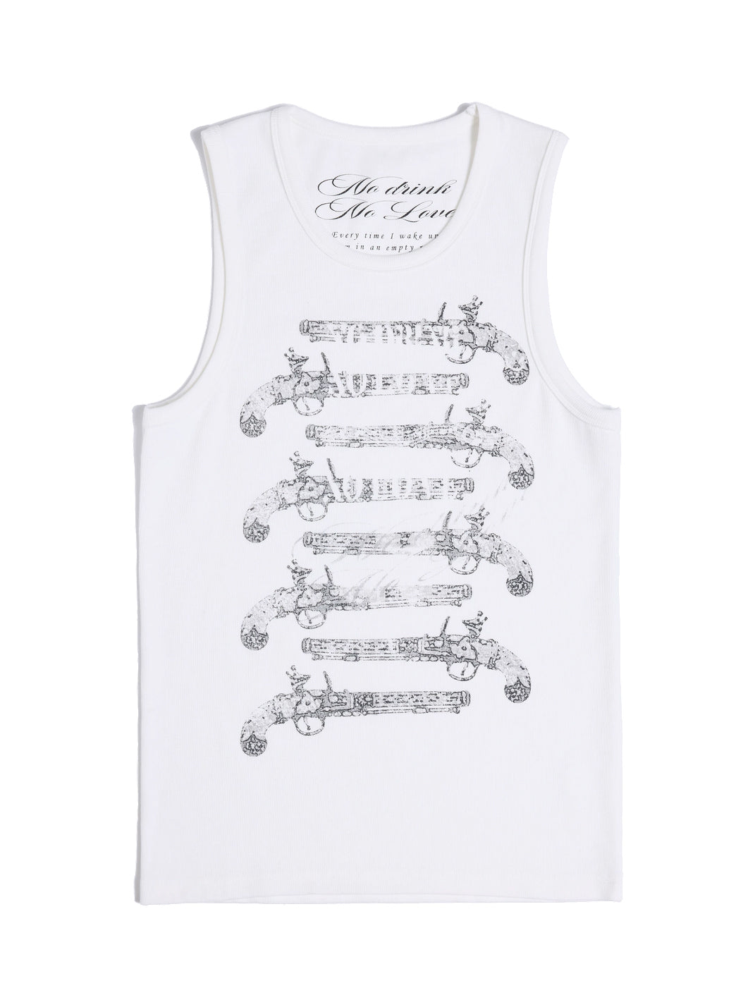 HAS2SONS Fitted Musket Print Sleeveless Tank Top - White