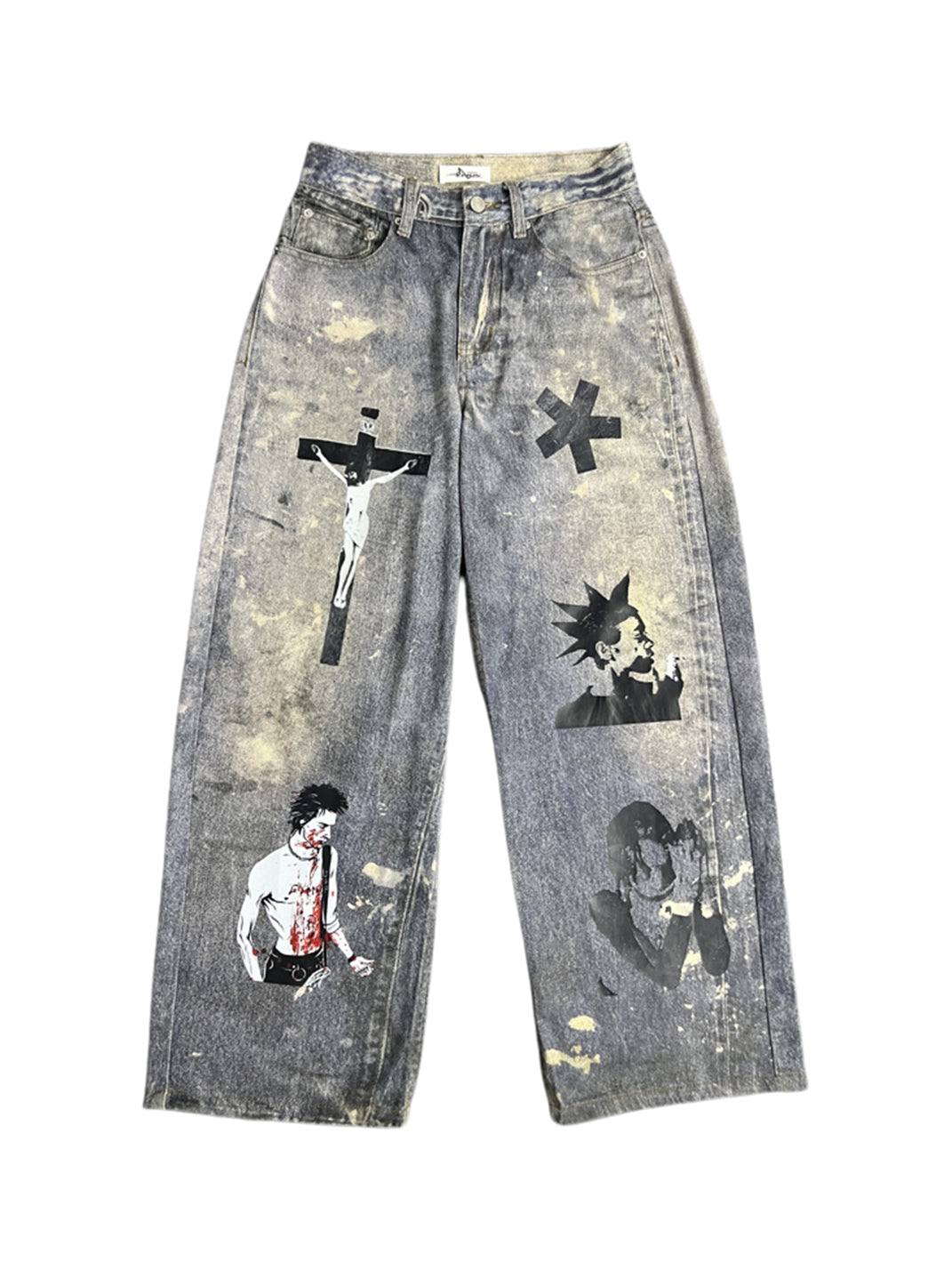 YIZILINGF 3D Printed Punk Graphic Jeans - view 1