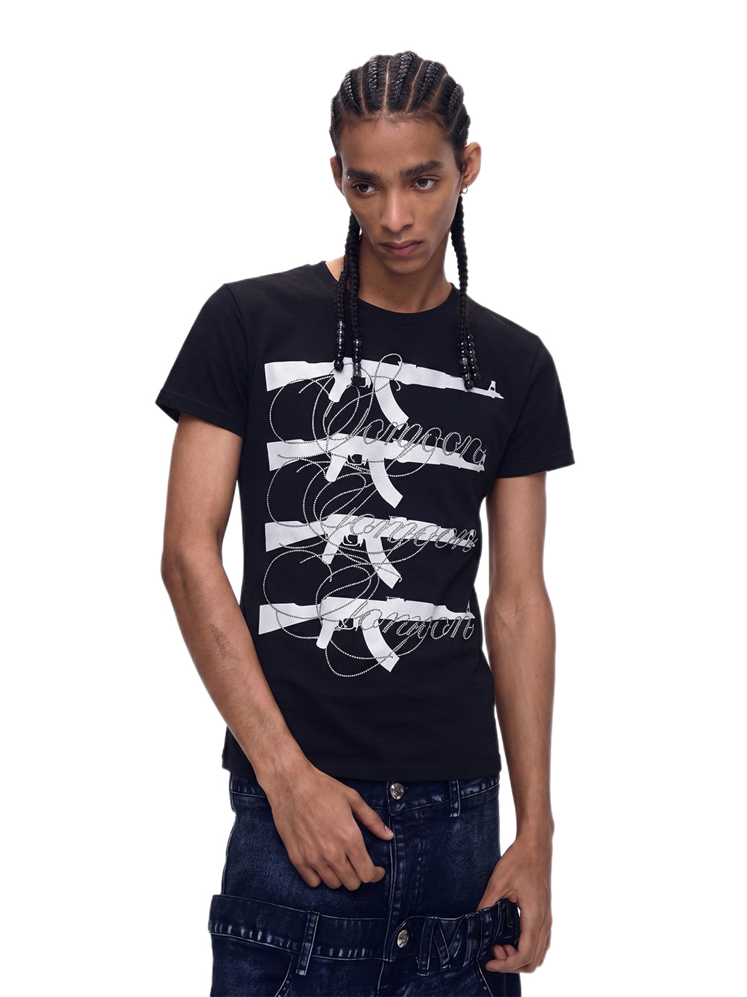 Fourth3ex Rhinestone AK Graphic T-Shirt - view 1