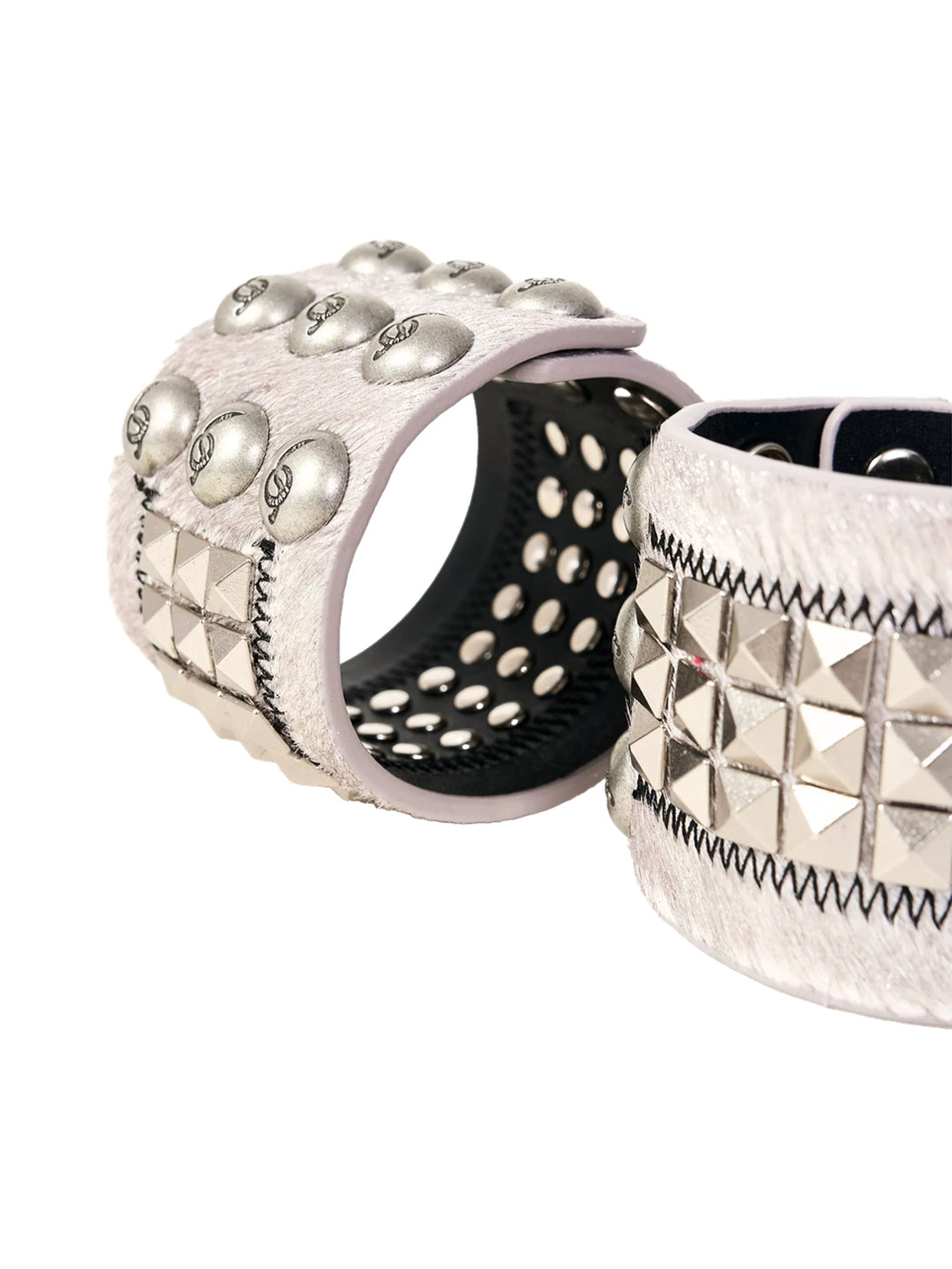 Jewelrybycruzs Studded Plush Oversized Cuff Bracelets - White