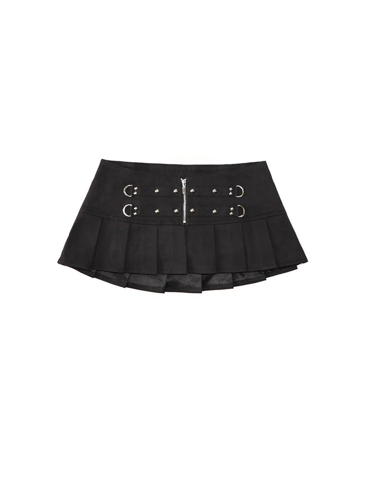ONNASENSHI Studded Zipper Pleated Skirt - view 1