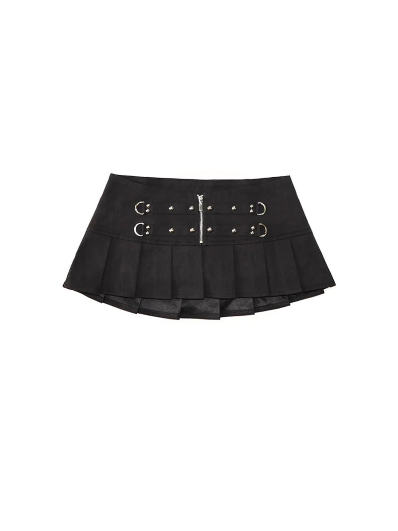 ONNASENSHI Studded Zipper Pleated Skirt - view 1