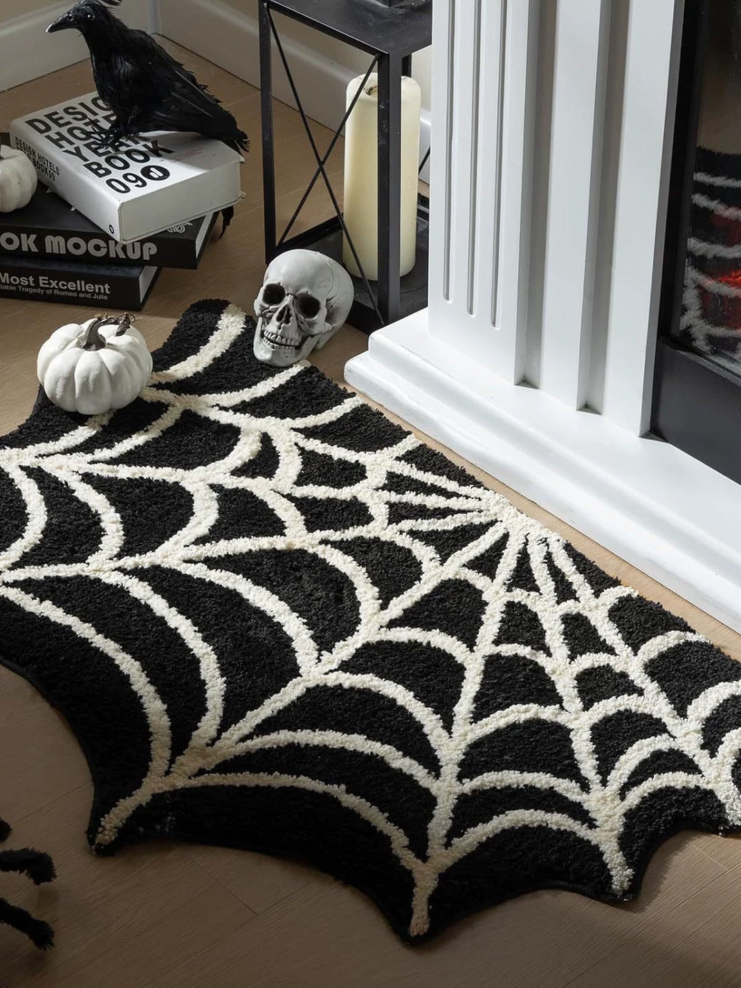 Rockbaby Gothic Spiderweb Heart Coffin Halloween Mat - Spiderweb