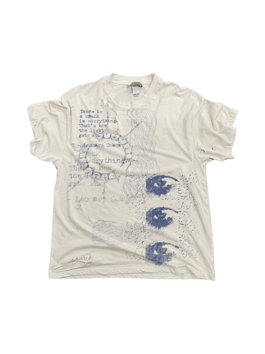 SHIBU Unisex Destroyed Vintage Graphic T-Shirt - White