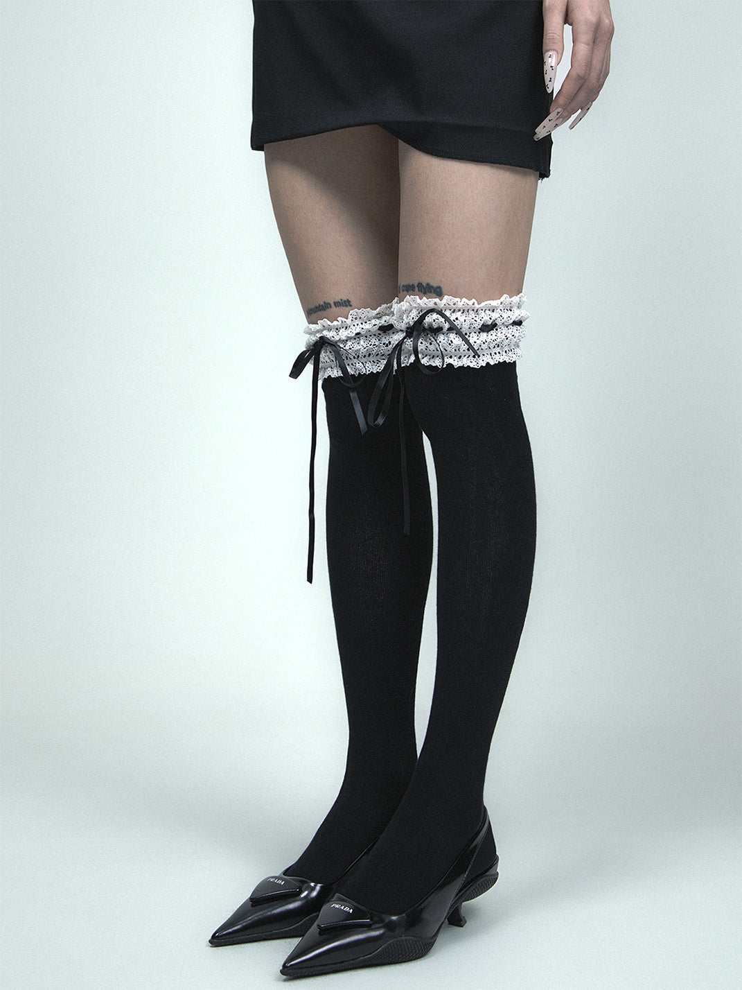 SS2L Lace Ribbon Bow Over-Knee Stockings - view 1