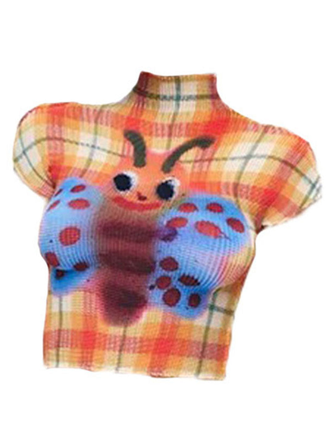 BAYUE Plaid Butterfly Graphic T-shirt - view 1
