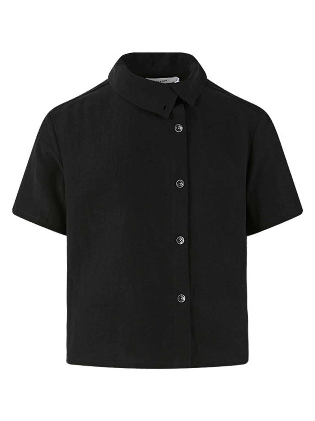 KREATE Asymmetric Placket Stand Collar Convertible Short Sleeve Shirt - view 1