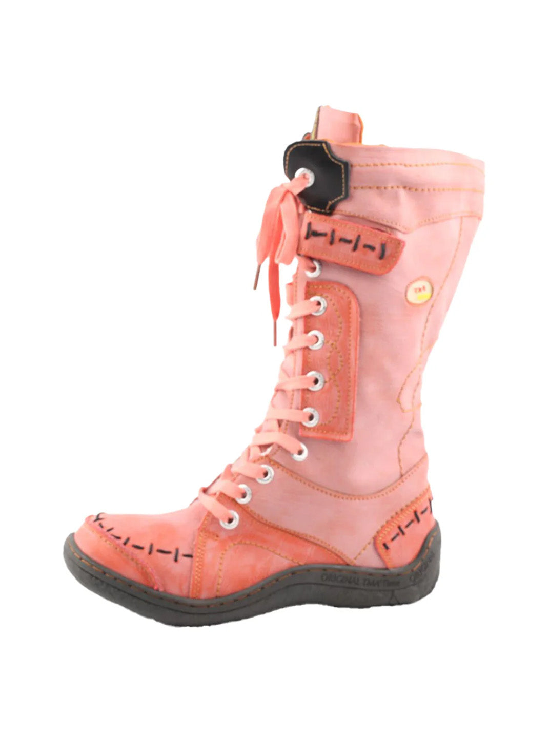 TMA EYES Washed PU Y2K Look Fleece-Lined Snow Boots - Orange
