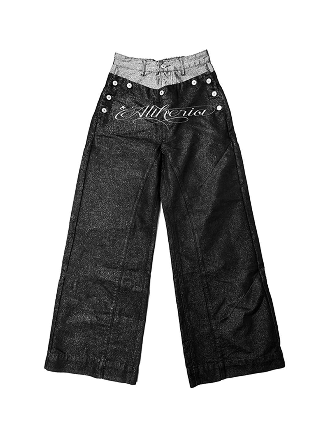 DETW Waxed Silver Double-Waist Paneled Jeans - Black