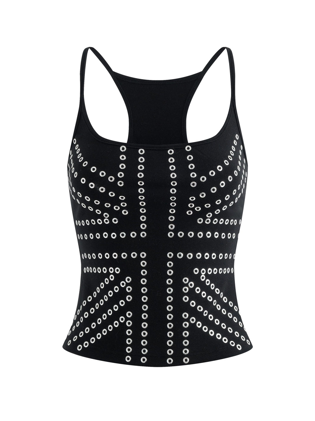 Latelylab Eyelet Fitted Strappy Tank Top - Black