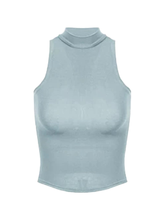 Anna aneae Fitted Knit Cropped Tank Top - Blue