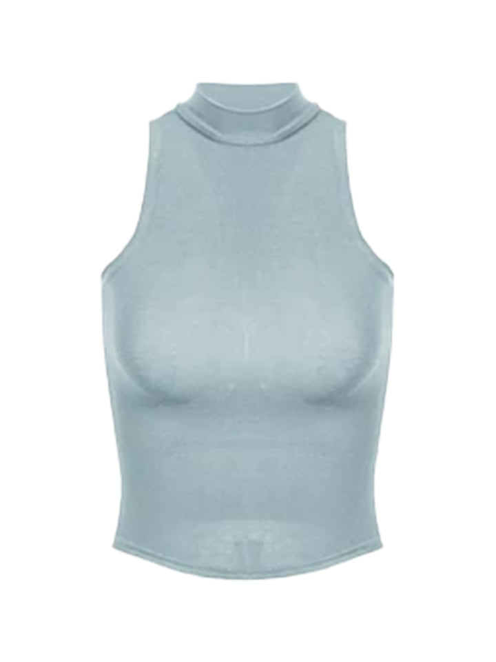 Anna aneae Fitted Knit Cropped Tank Top - Blue