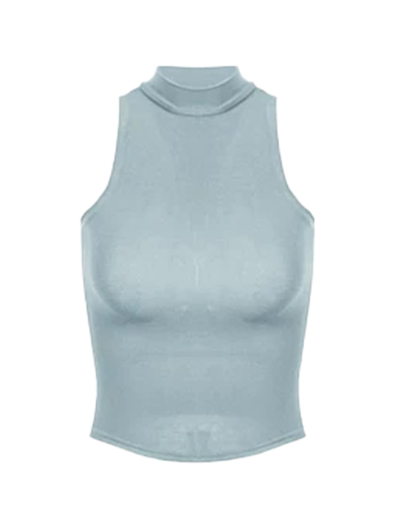 Anna aneae Fitted Knit Cropped Tank Top - Blue