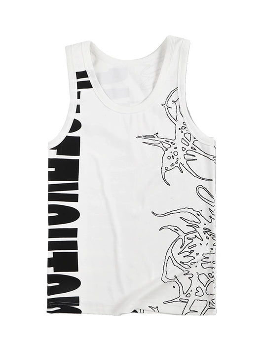 WHISTLEHUNTER Graphic Ribbed Slim-Fit Sleeveless Tank Top - White