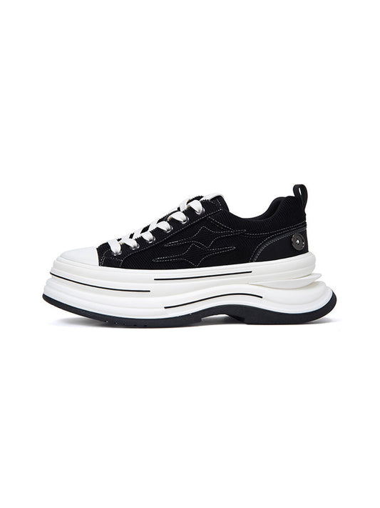 KILLWINNER 7cm Platform Canvas Sneakers-Black - Black
