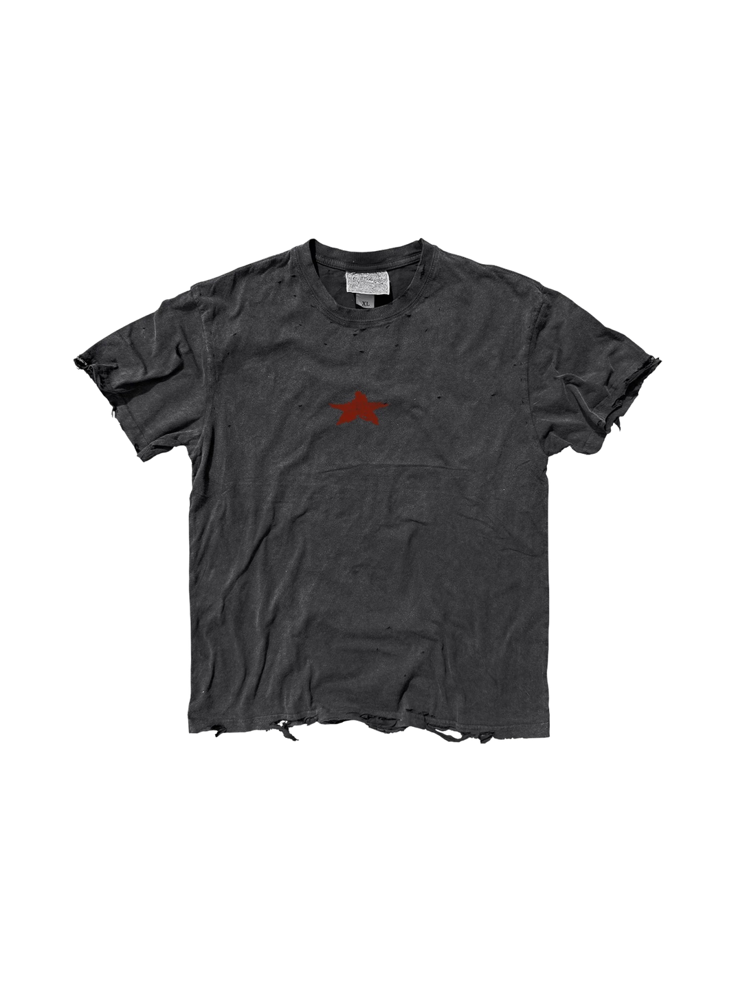 SHIBU Distressed Star Graphic Washed Short-Sleeve T-Shirt - Black