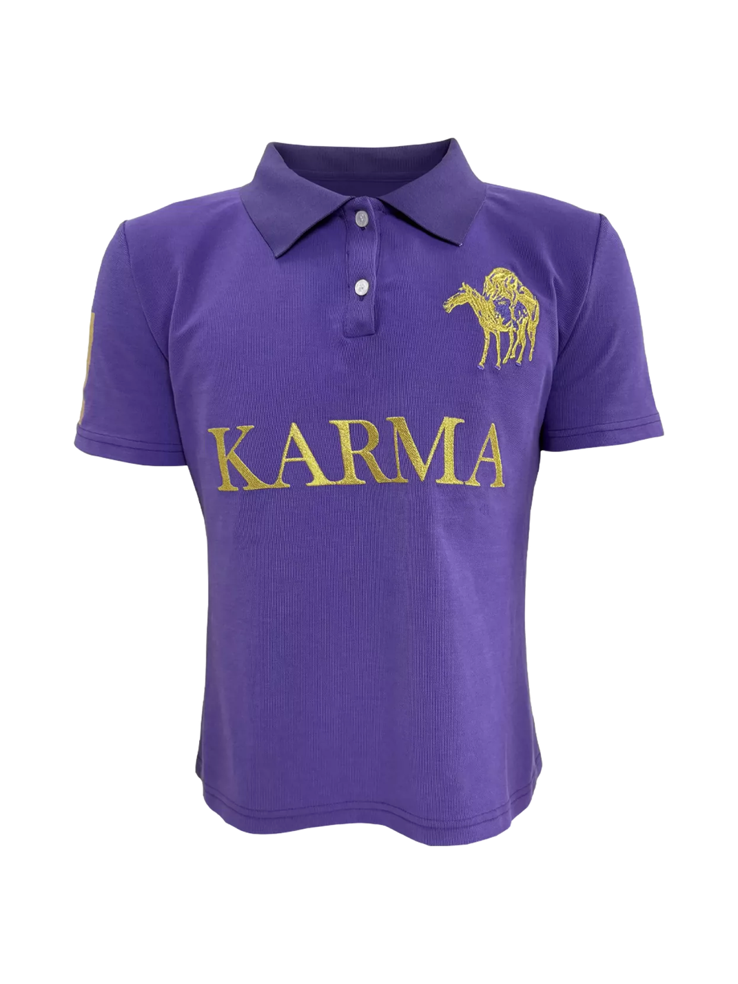 KARMANISTIC Retro Letter Print Polo Shirt - Purple