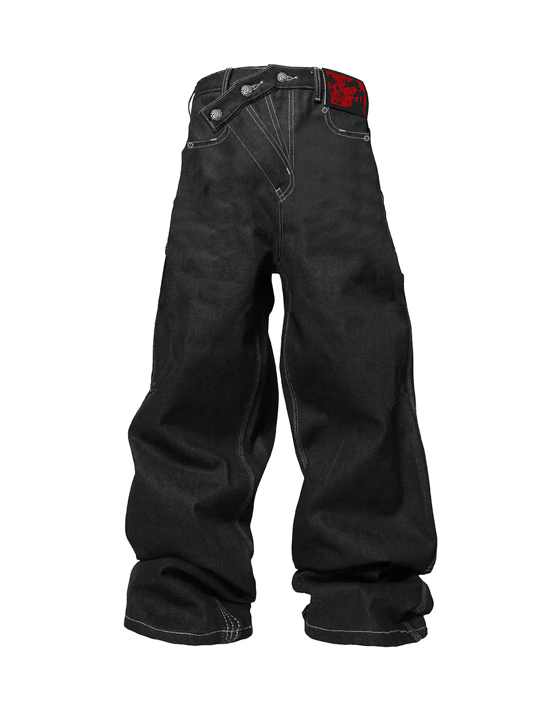 PAIKI Raw Denim Extra-Wide-Leg Jeans - Black