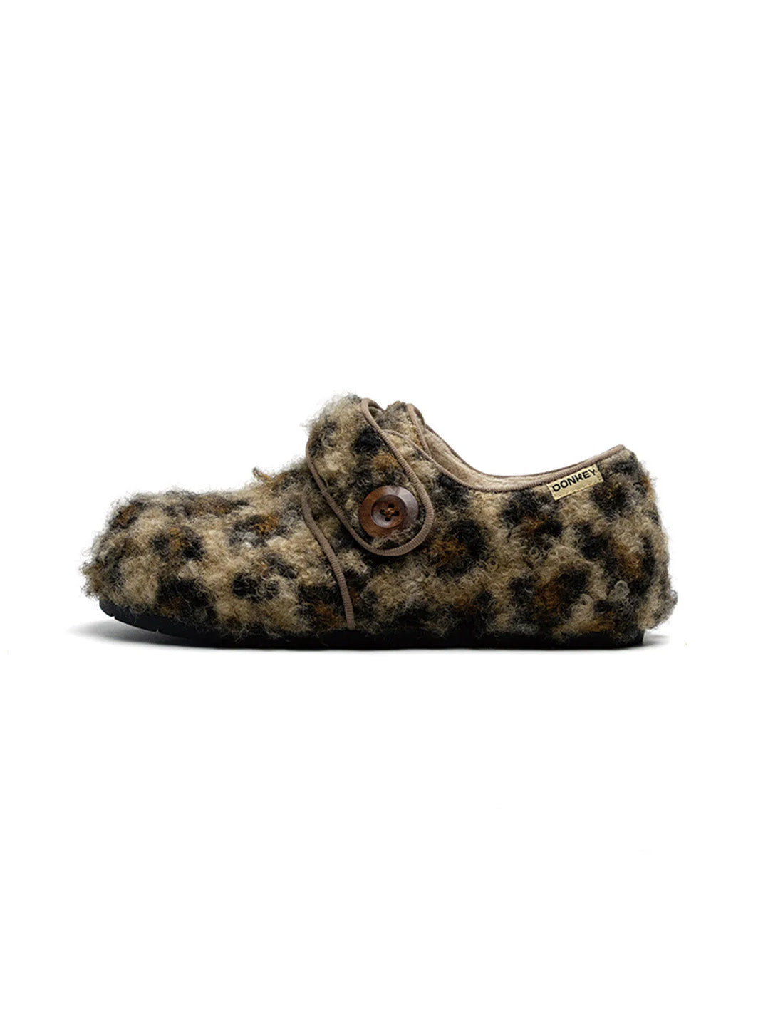 MULE DONKEY Fleece Lined Hook-and-Loop Slip-On Shoes - Leopard