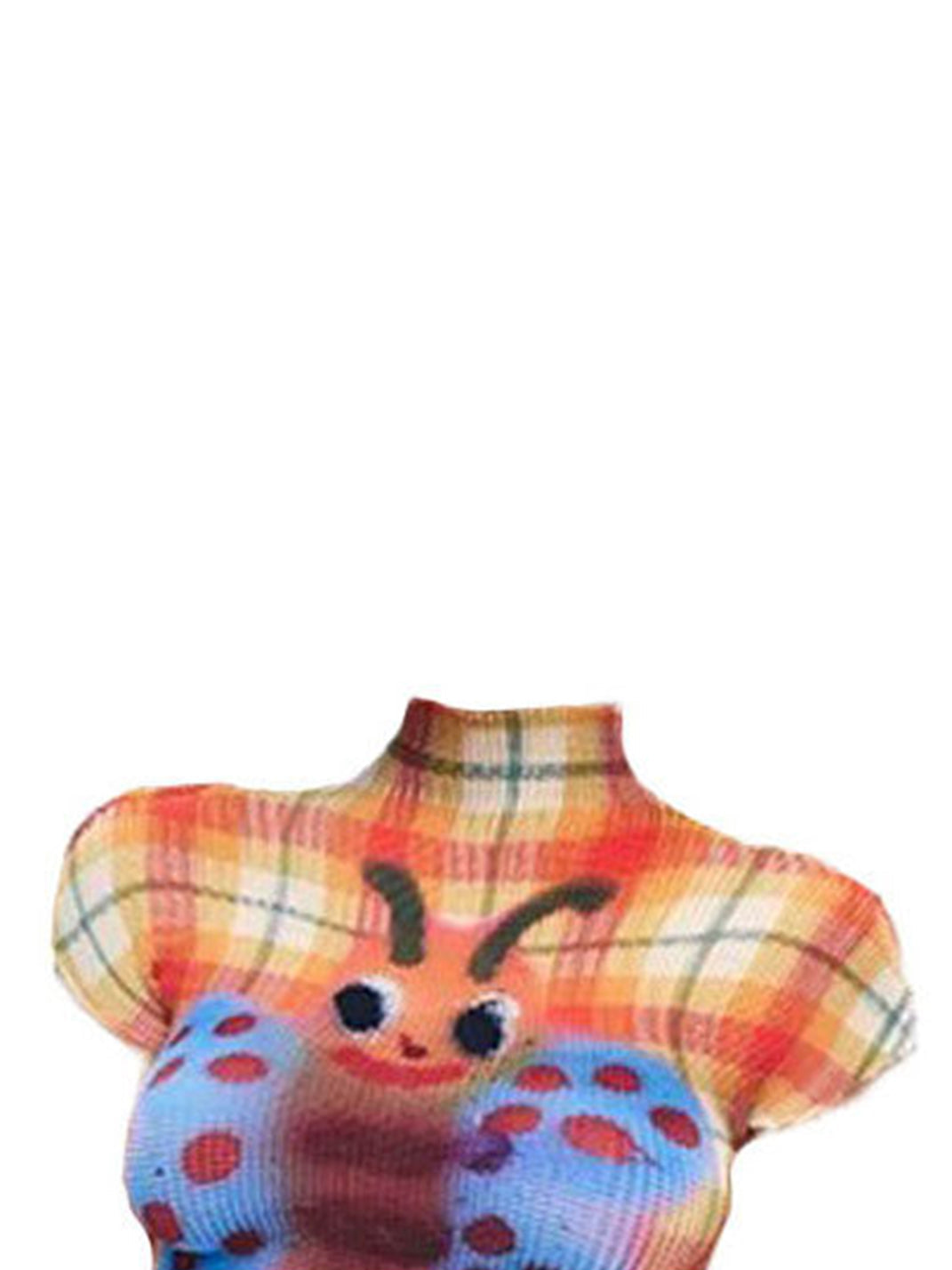 BAYUE Plaid Butterfly Graphic T-shirt - view 2