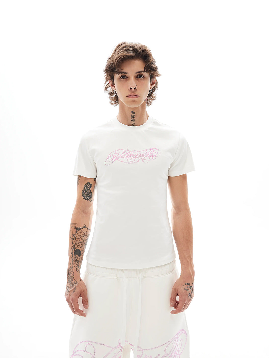 KARMANISTIC Rhinestone Emblem Slim Fit T-Shirt - view 2