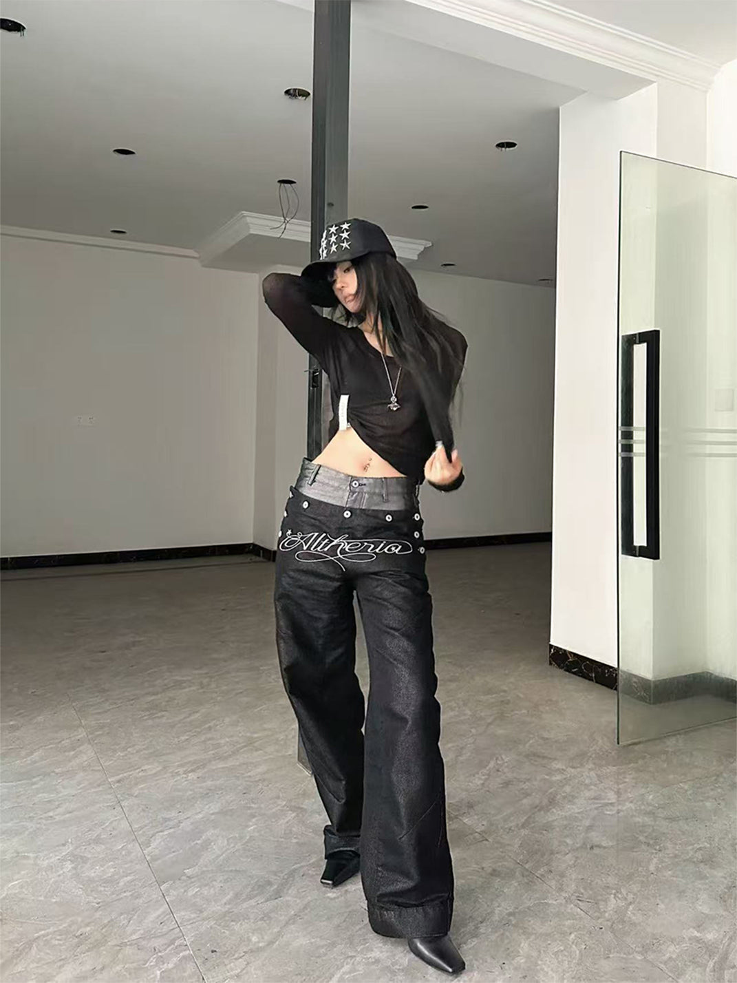 DETW Waxed Silver Double-Waist Paneled Jeans - view 2