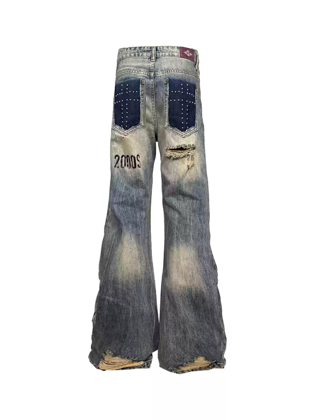 DETW Cross Blood-Stained Hand-Studded Distressed Jeans - view 2