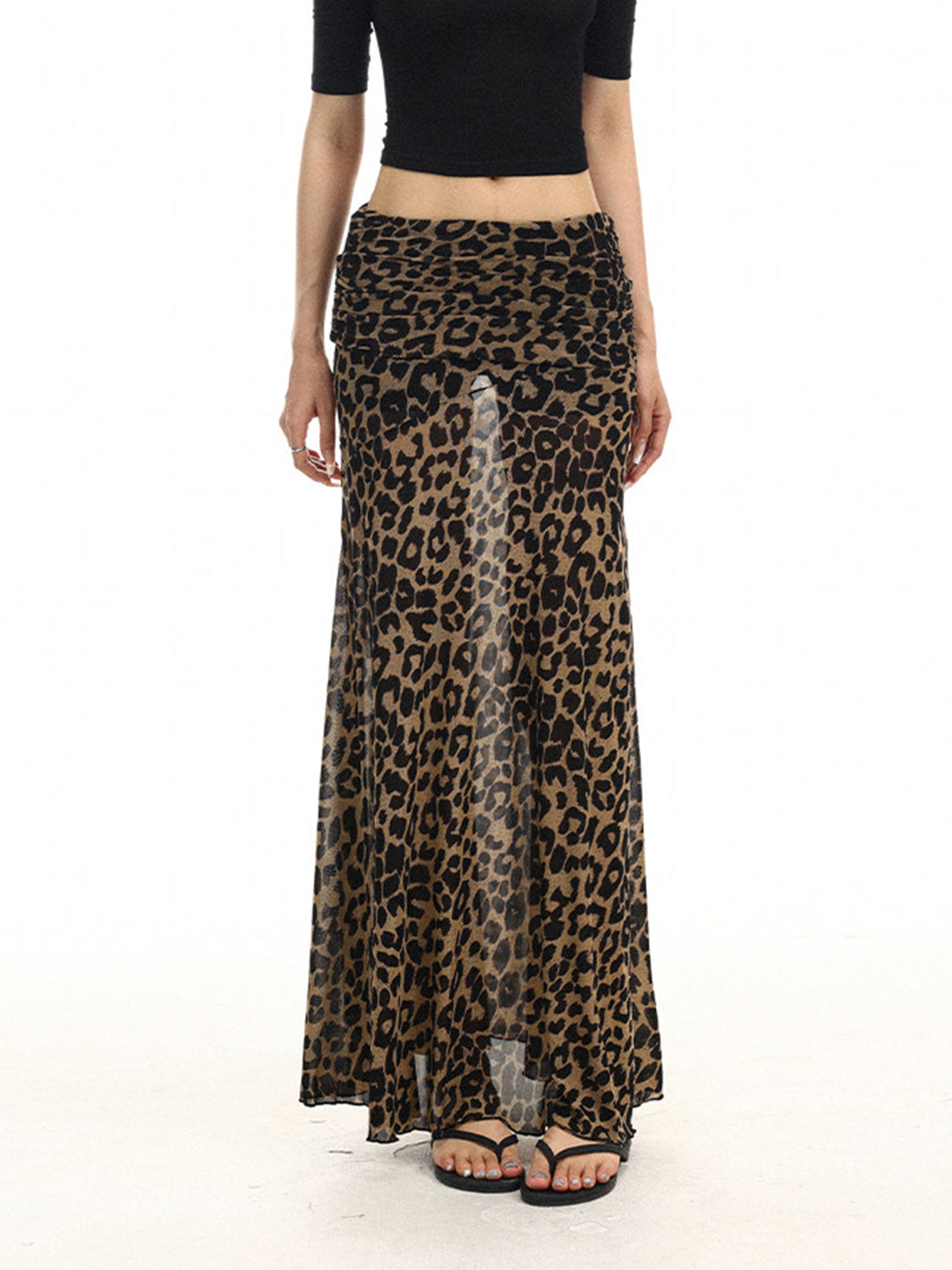 BIGGOLD Low-Waist Leopard Print Midi Skirt - view 2