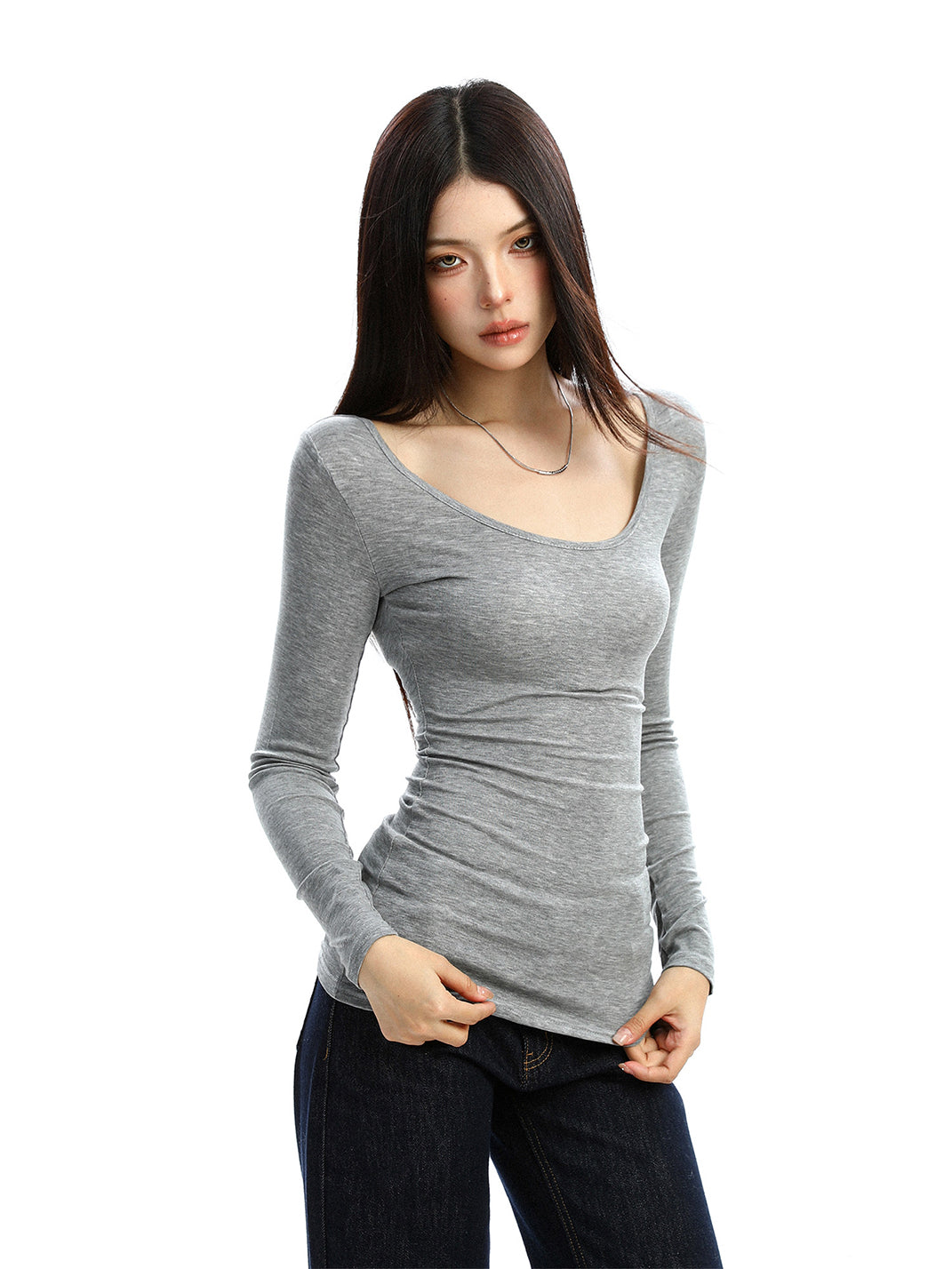BIGGOLD Lace Cutouts on the Back Long-Sleeve Top - view 2