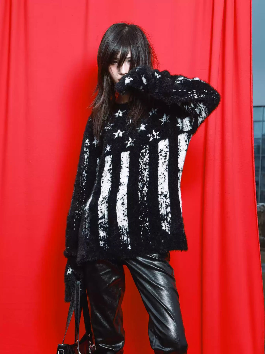 DETW Distressed Stars And Stripes Knit Crewneck Sweater - view 2