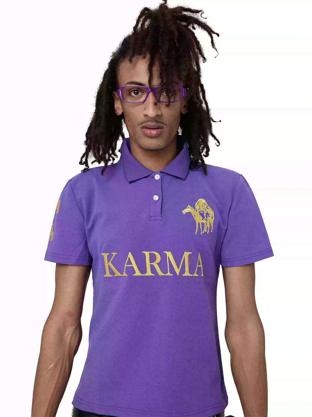 KARMANISTIC Retro Letter Print Polo Shirt - view 2