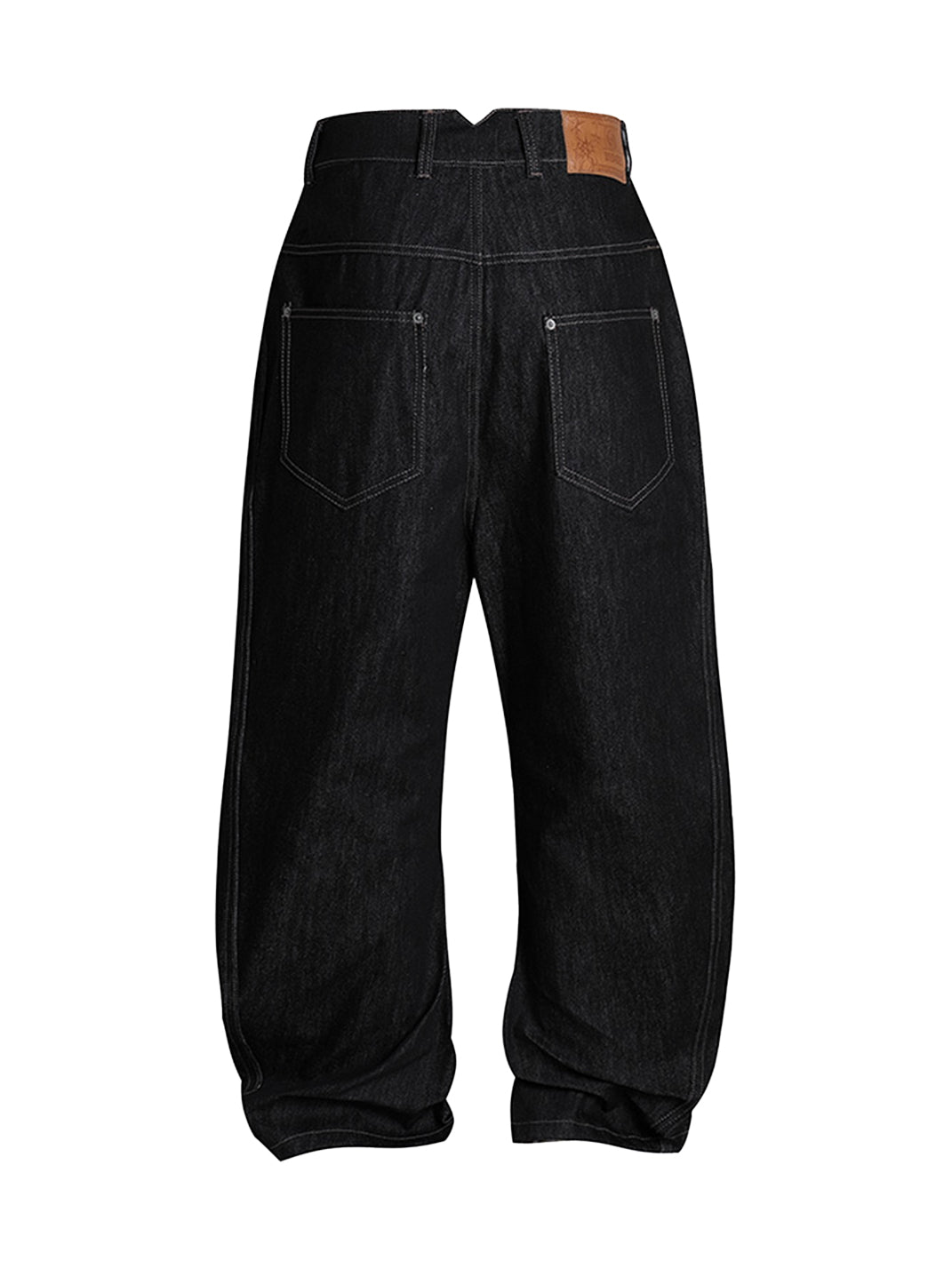 DND4DES Curved Diagonal Button Fly Baggy Raw Jeans - view 2