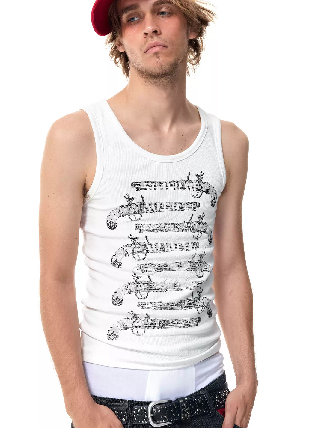 HAS2SONS Fitted Musket Print Sleeveless Tank Top - view 2