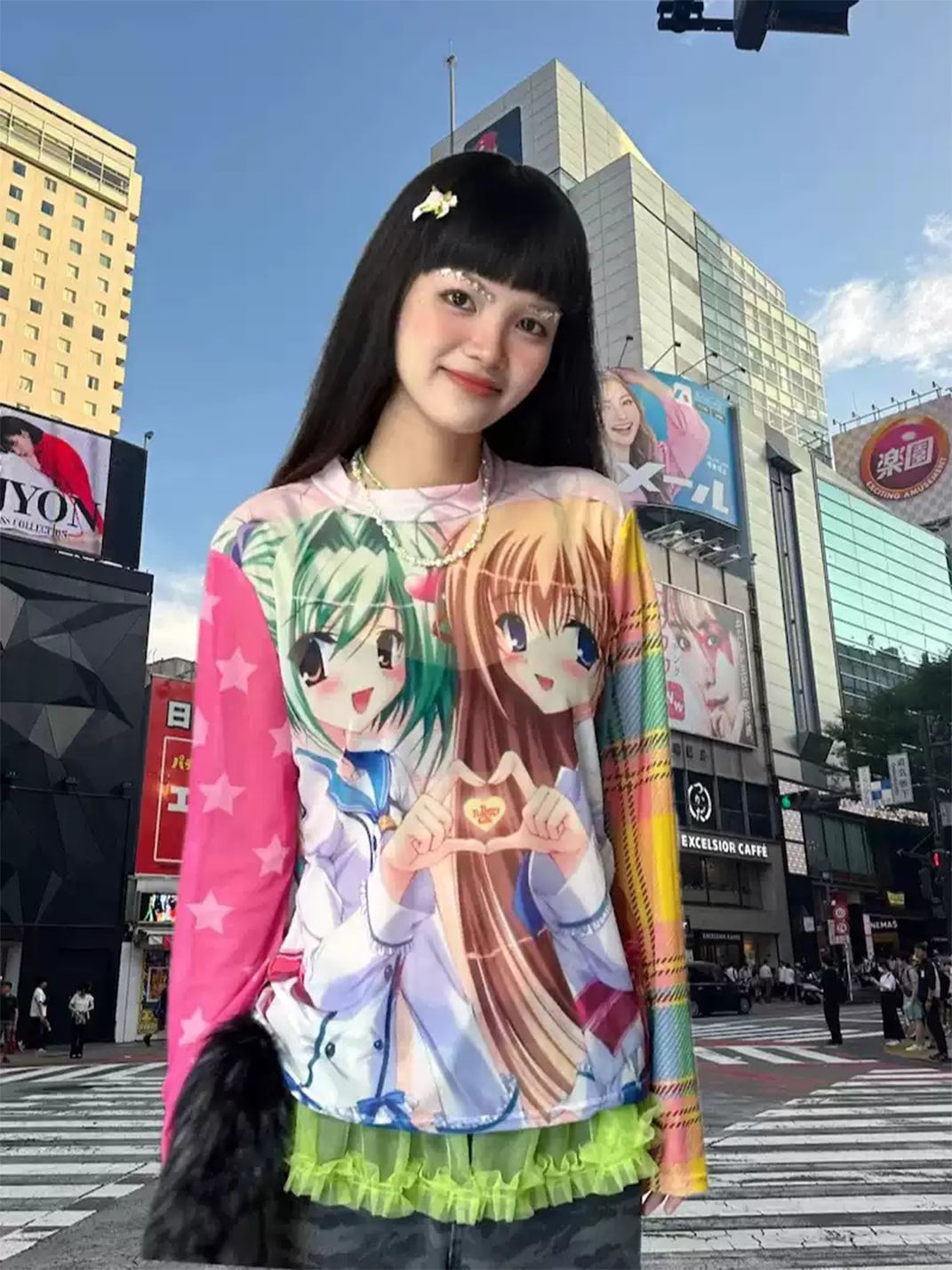 Bunnybunnygun Y2K Anime Loose Sheer Mesh Long Sleeve Shirt - view 2