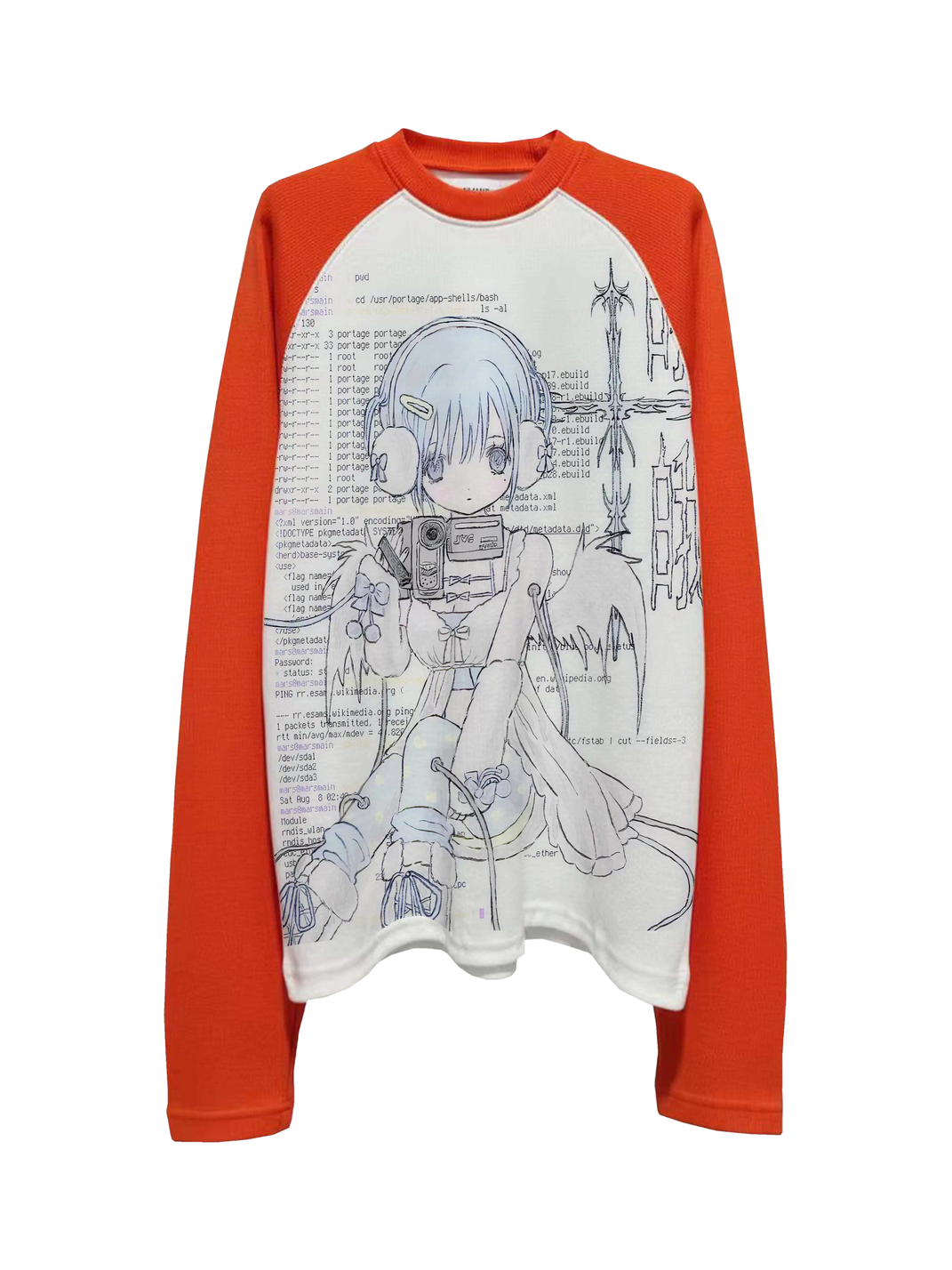 SHIBU Anime Print Raglan Long-Sleeve T-Shirt - Red