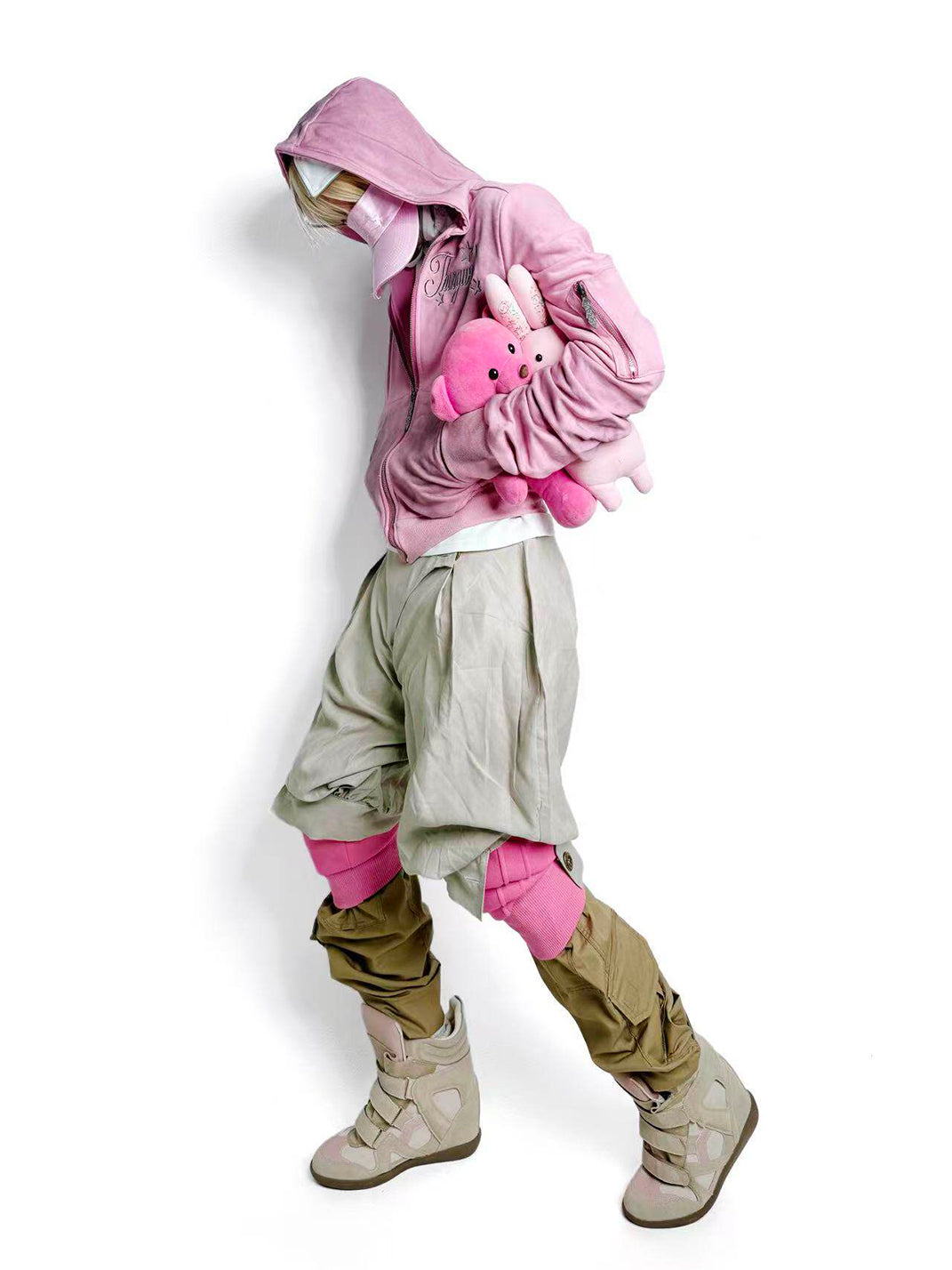 DETW Distressed Pink Zip-Up Hoodie - view 3