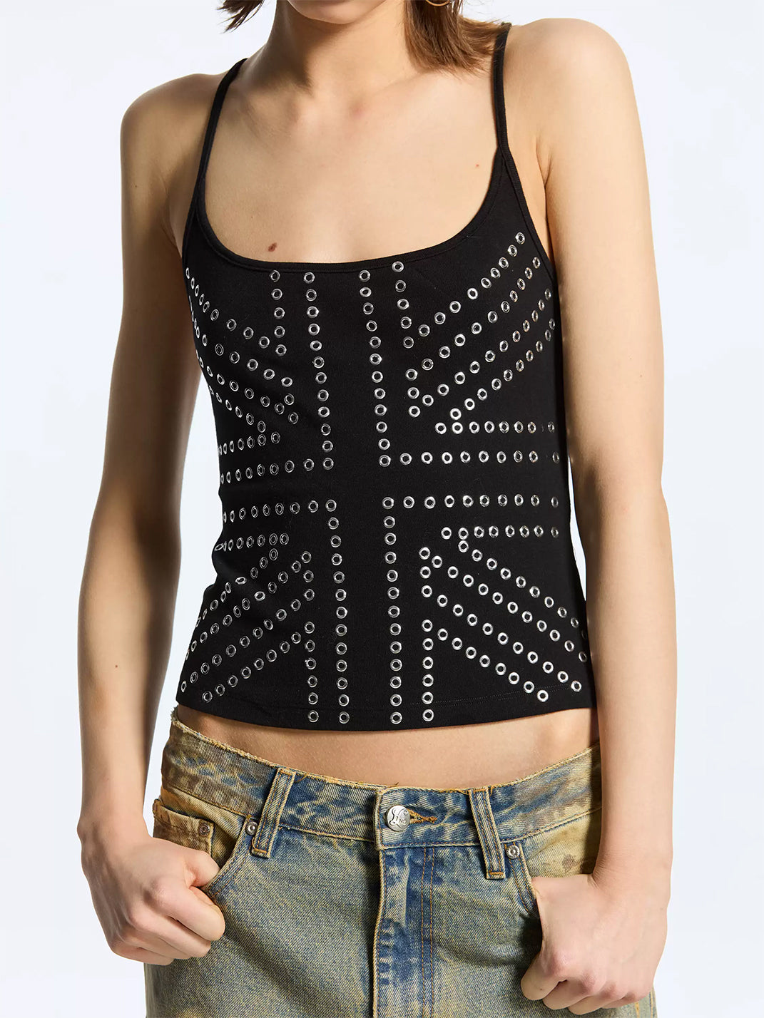 Latelylab Eyelet Fitted Strappy Tank Top - view 3