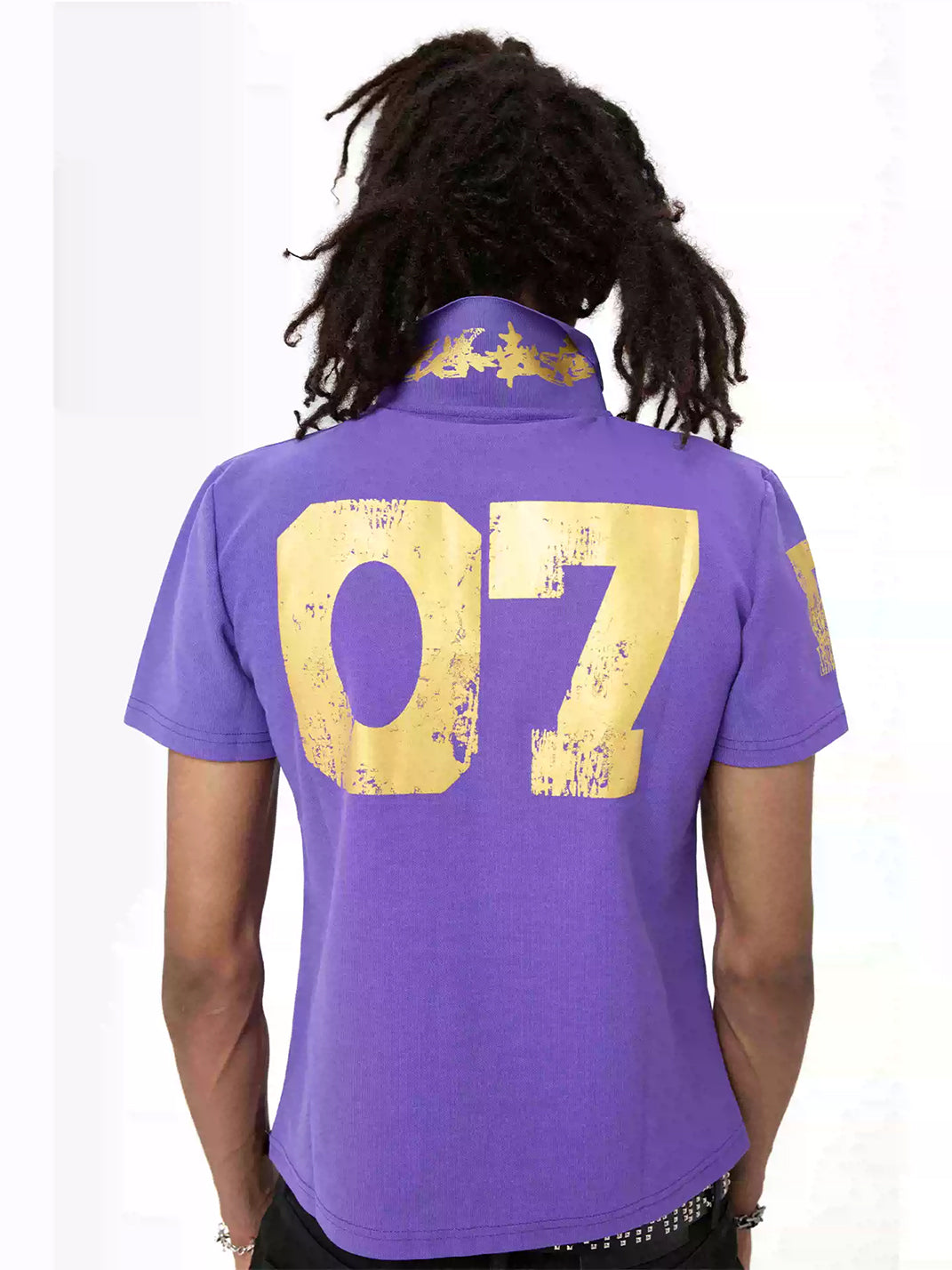 KARMANISTIC Retro Letter Print Polo Shirt - view 3