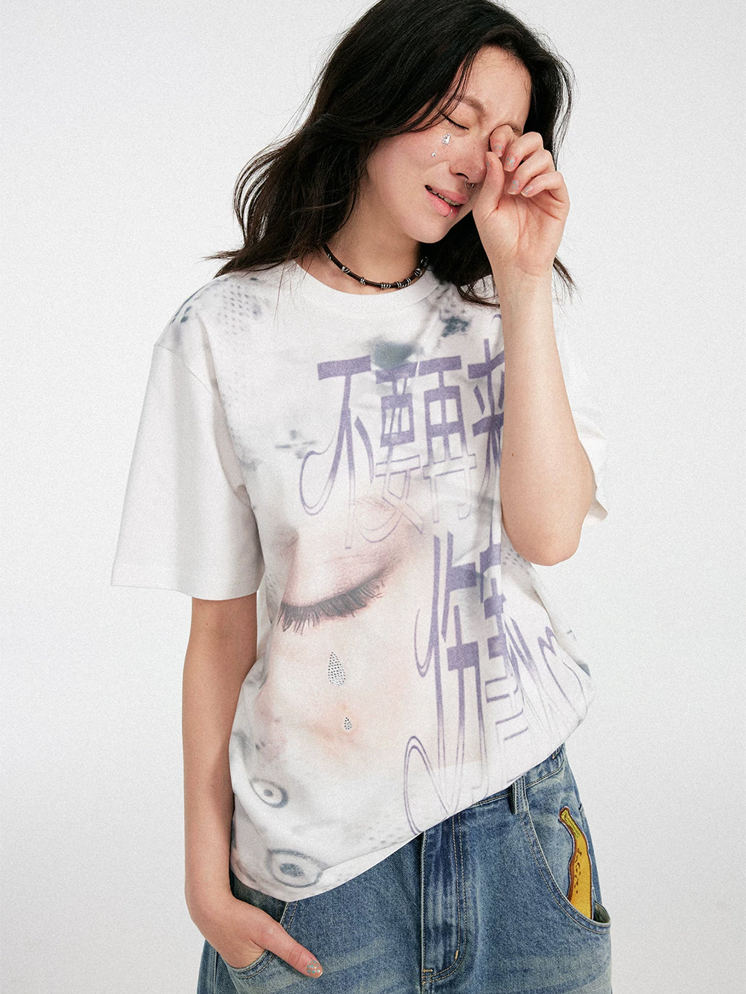 WM Relaxed Fit Rhinestone Graphic T-Shirt - view 3