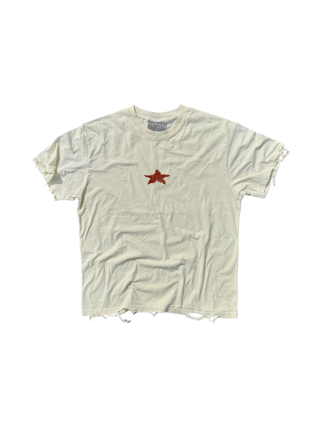 SHIBU Distressed Star Graphic Washed Short-Sleeve T-Shirt - White
