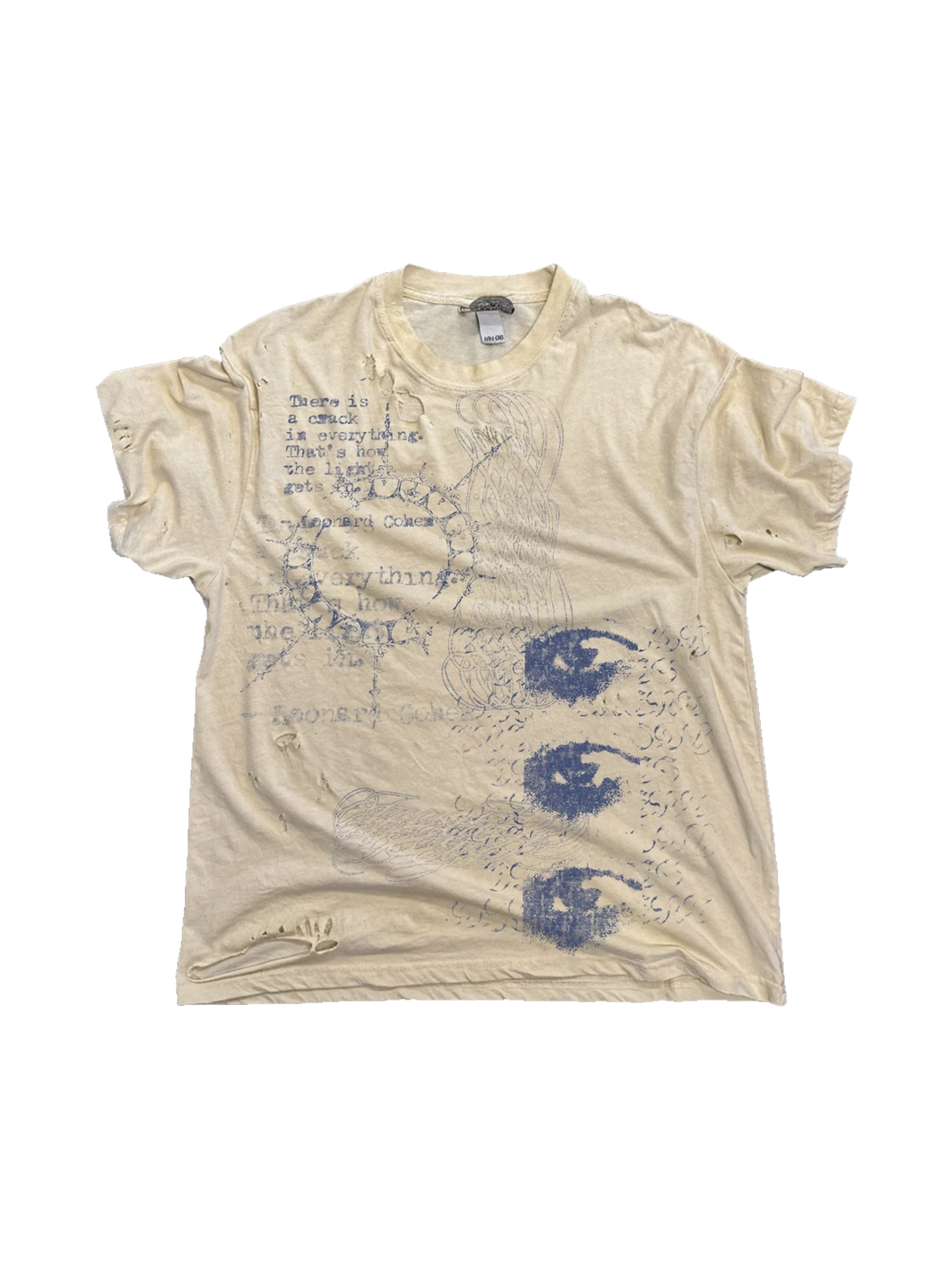 SHIBU Unisex Destroyed Vintage Graphic T-Shirt - Apricot