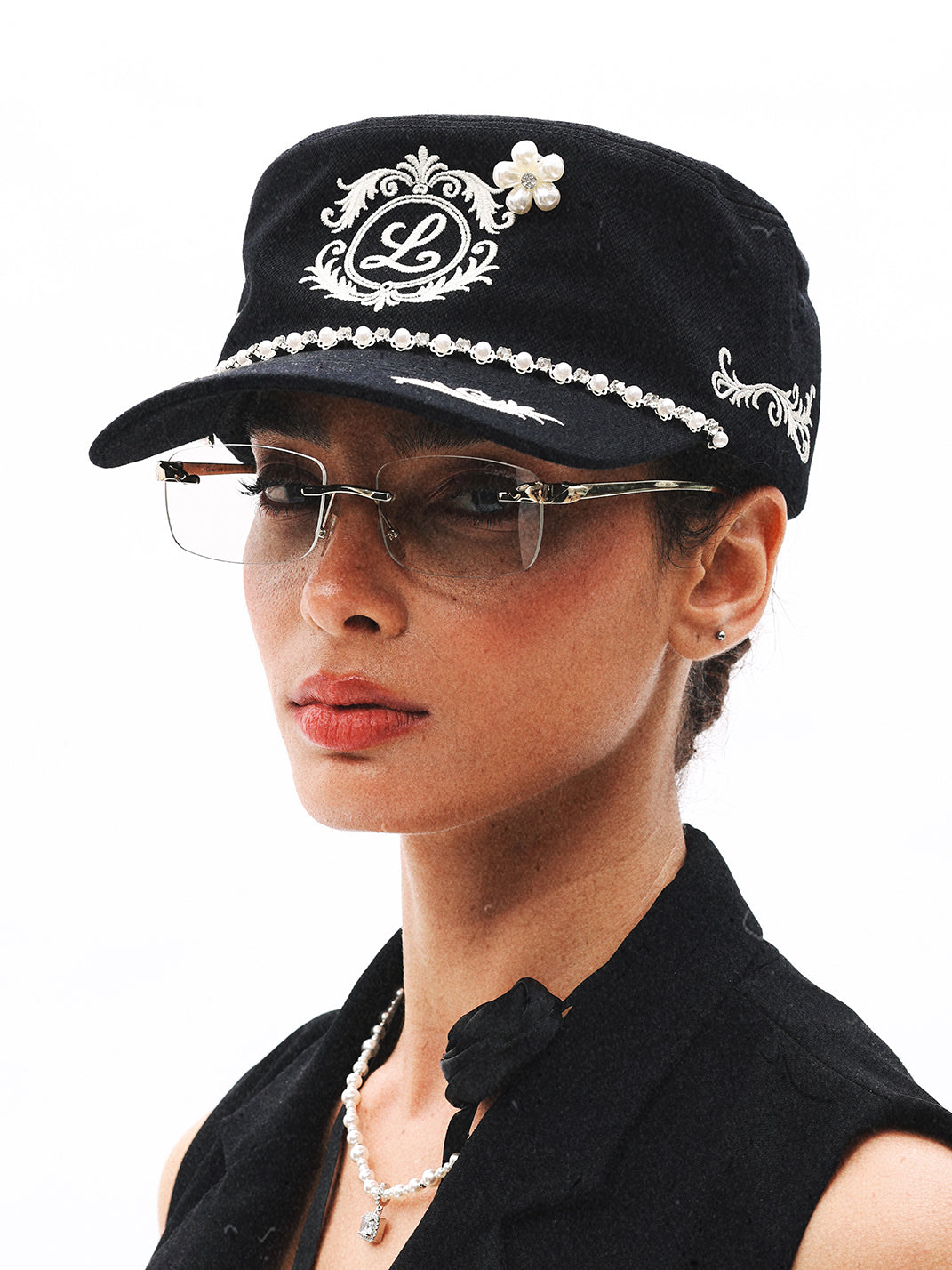 8LOME Pearl-Trimmed Curved-Brim Baseball Cap - view 3