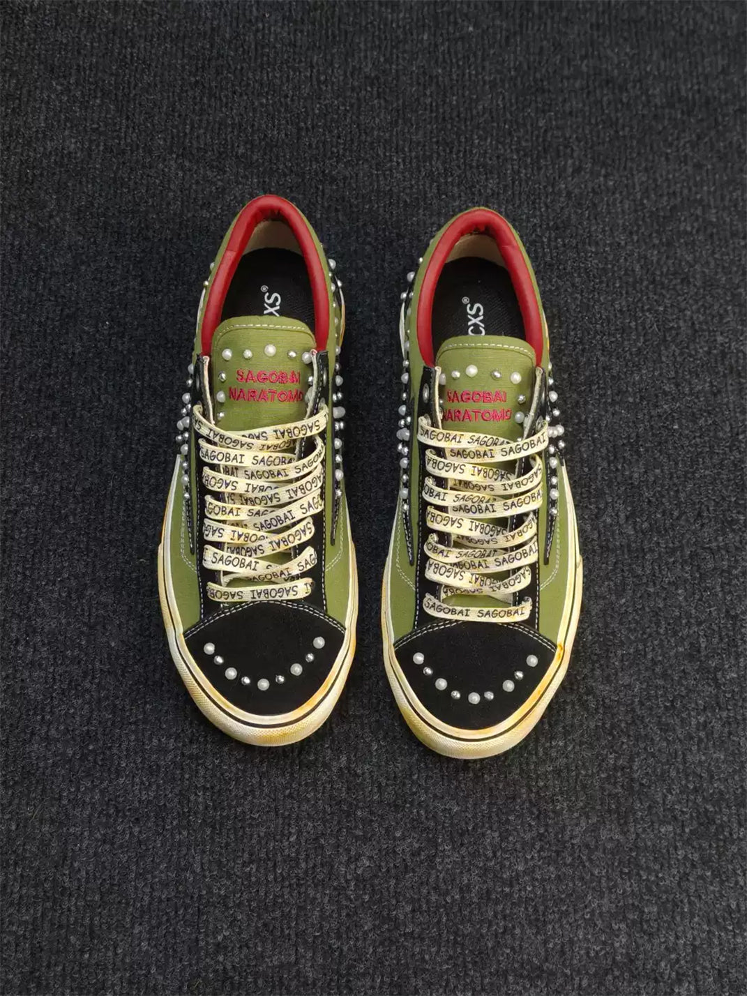 ZDZZFT Distressed Lightning Studded Low Top Skate Sneakers - view 3