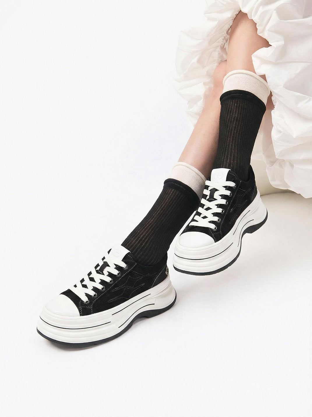 KILLWINNER 7cm Platform Canvas Sneakers-Black - view 3