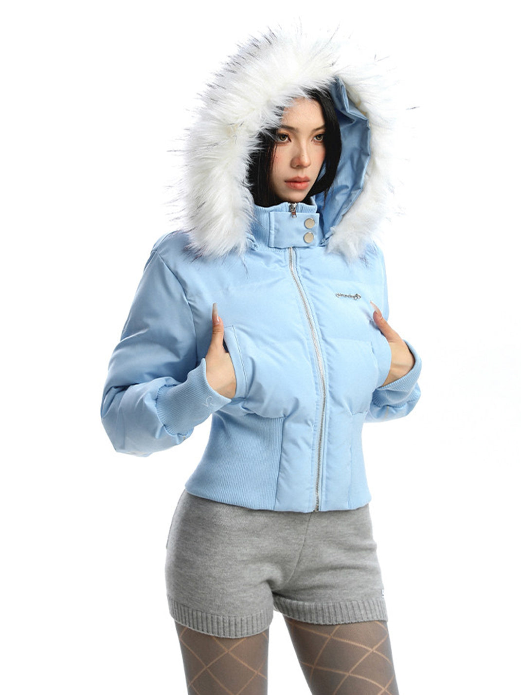 BIGGOLD Removable Fur-Collar Hooded Cotton-Padded Jacket - view 3