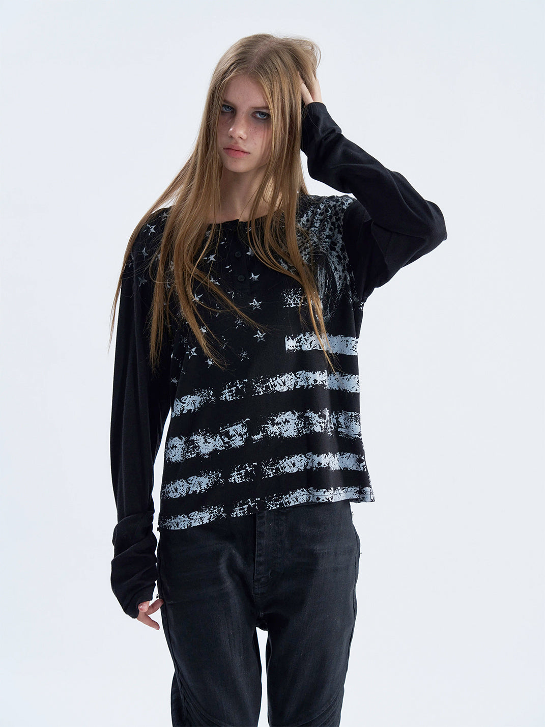 PAIKI Vintage Leopard Henley Long Sleeve Shirt - view 3