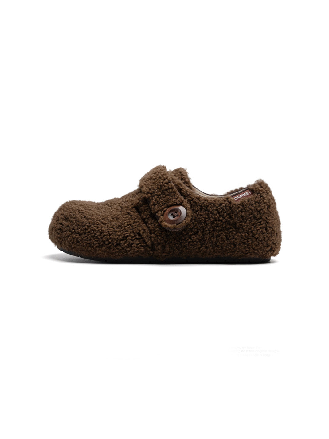 MULE DONKEY Fleece Lined Hook-and-Loop Slip-On Shoes - Coffee