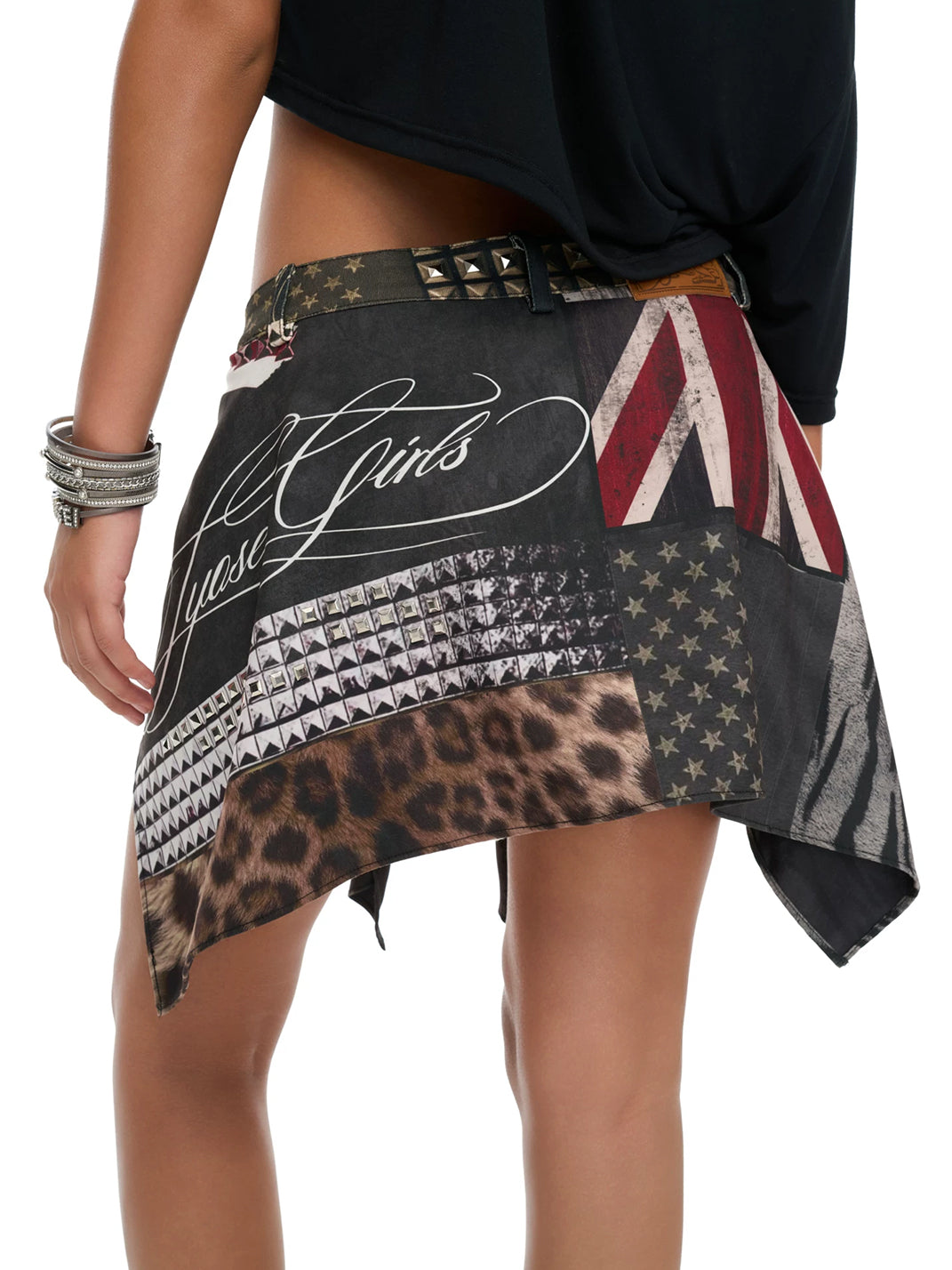 JYOSEI Patchwork Print Asymmetric Layered Wrap Shorts - view 4