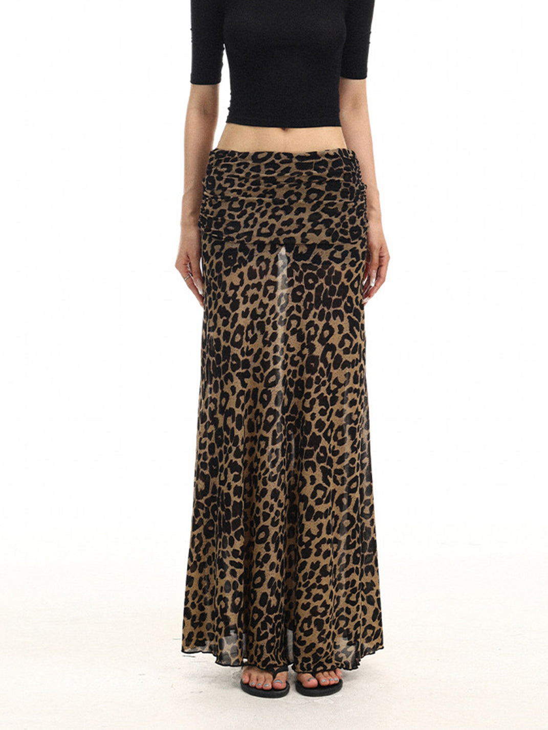 BIGGOLD Low-Waist Leopard Print Midi Skirt - view 4